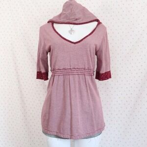 y2k babydoll pink hooded tee — OP
